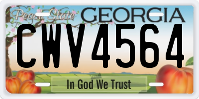 GA license plate CWV4564