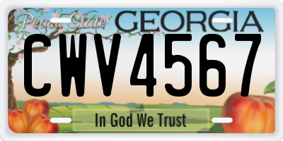 GA license plate CWV4567