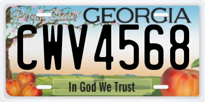 GA license plate CWV4568
