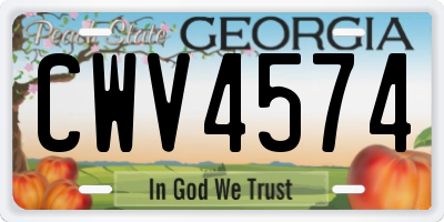 GA license plate CWV4574