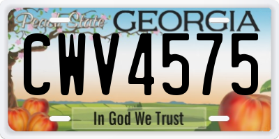 GA license plate CWV4575