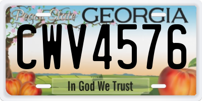 GA license plate CWV4576