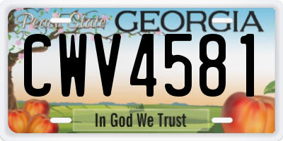 GA license plate CWV4581