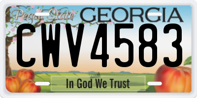 GA license plate CWV4583