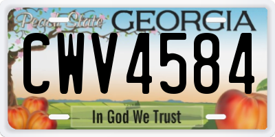 GA license plate CWV4584