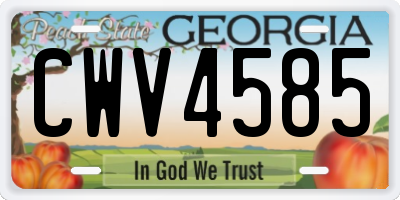 GA license plate CWV4585