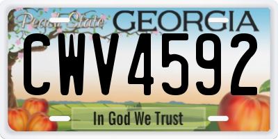GA license plate CWV4592