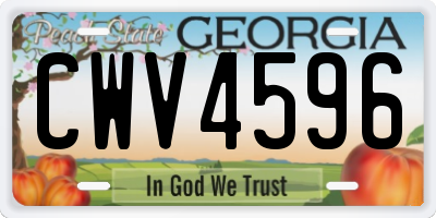 GA license plate CWV4596