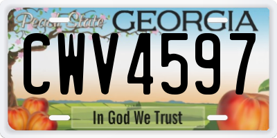 GA license plate CWV4597