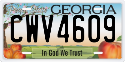 GA license plate CWV4609