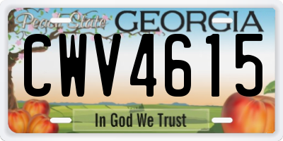 GA license plate CWV4615