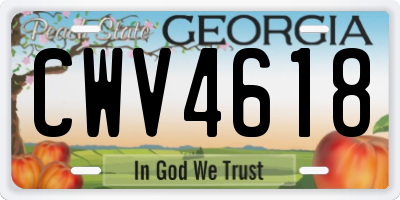 GA license plate CWV4618