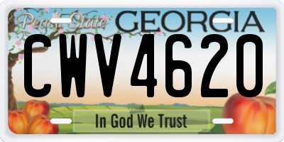 GA license plate CWV4620