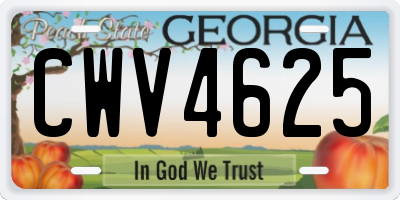 GA license plate CWV4625