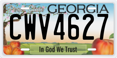GA license plate CWV4627