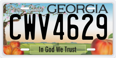 GA license plate CWV4629