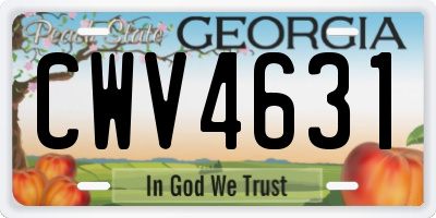 GA license plate CWV4631