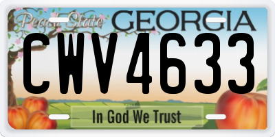 GA license plate CWV4633