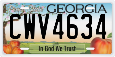 GA license plate CWV4634