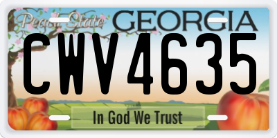 GA license plate CWV4635