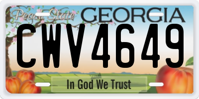 GA license plate CWV4649