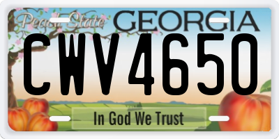 GA license plate CWV4650