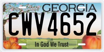GA license plate CWV4652