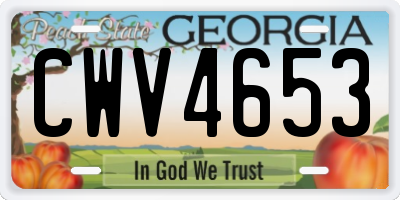 GA license plate CWV4653