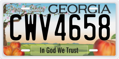 GA license plate CWV4658