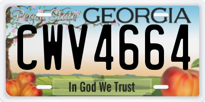 GA license plate CWV4664