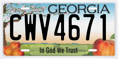 GA license plate CWV4671