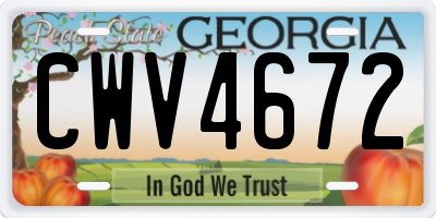GA license plate CWV4672