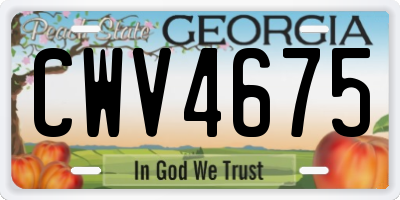 GA license plate CWV4675