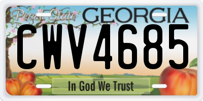 GA license plate CWV4685