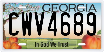 GA license plate CWV4689