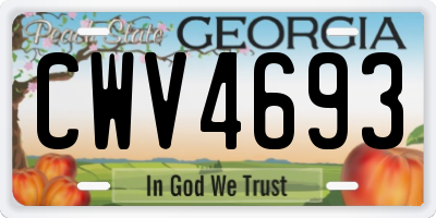 GA license plate CWV4693