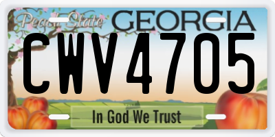 GA license plate CWV4705