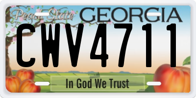 GA license plate CWV4711