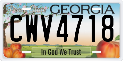 GA license plate CWV4718