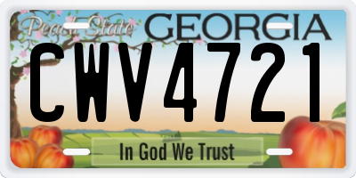 GA license plate CWV4721