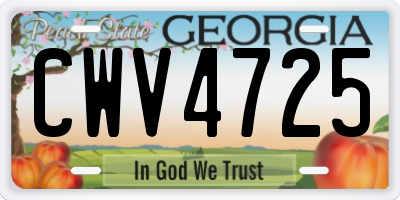 GA license plate CWV4725
