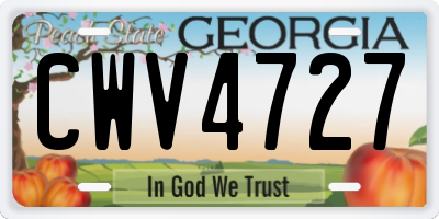 GA license plate CWV4727