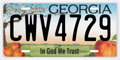 GA license plate CWV4729