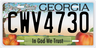 GA license plate CWV4730