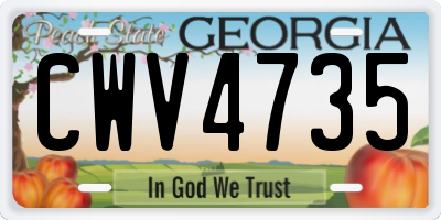 GA license plate CWV4735