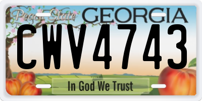 GA license plate CWV4743
