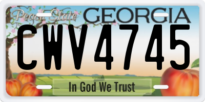 GA license plate CWV4745