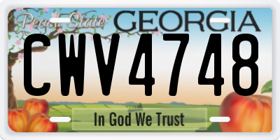 GA license plate CWV4748