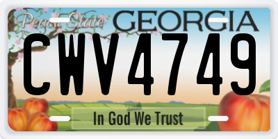 GA license plate CWV4749