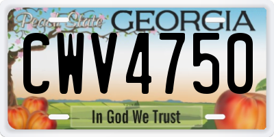 GA license plate CWV4750